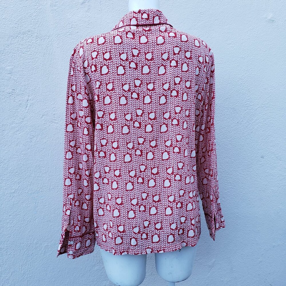 heart print silk pajama top - Picture 6 of 9